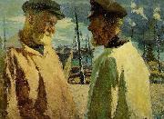 Pecheurs dans le port de Honfleur Marcel Couchaux